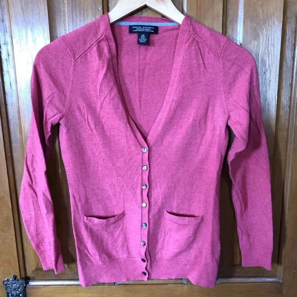 Coral Superfine Merino Wool Cardigan